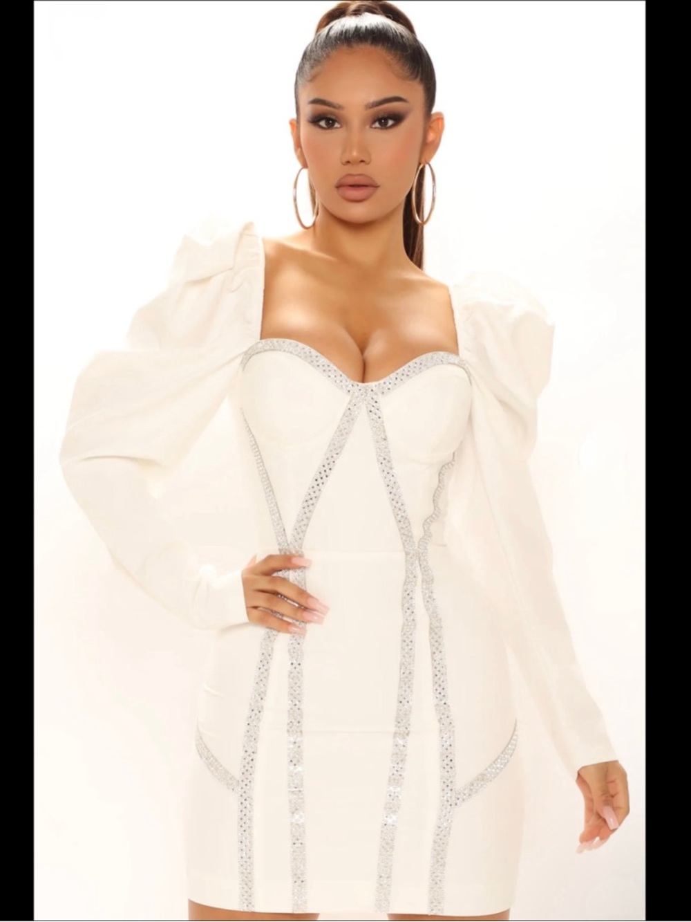 Fashion Nova Caroline Dress Embellished Corset L NWT